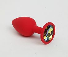 Пробка анальная Vandersex силикон, разноцветный кристалл S, Red
